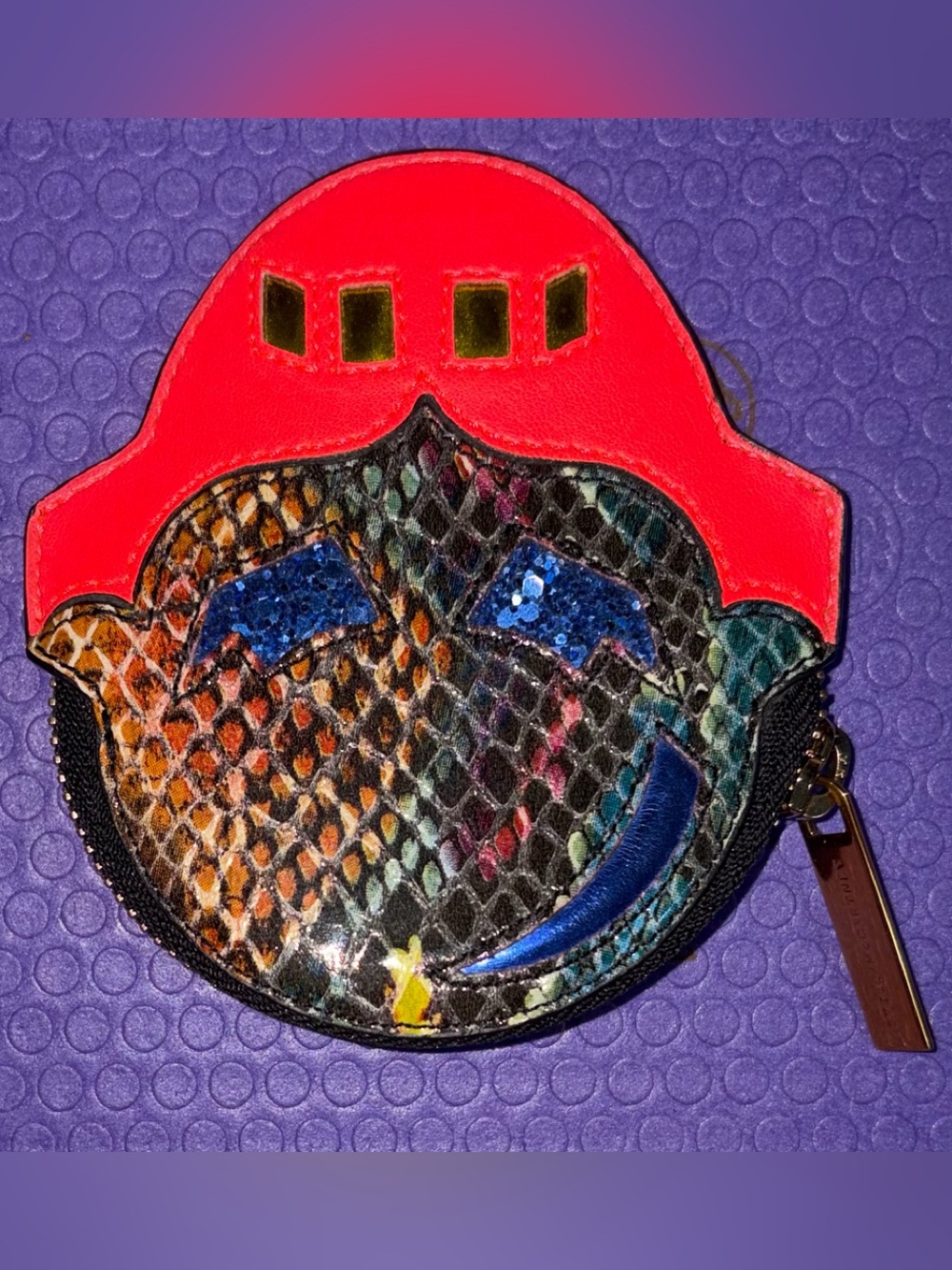 Stella McCartney coin purse pouch metallic faux snakeskin EUC Superhero